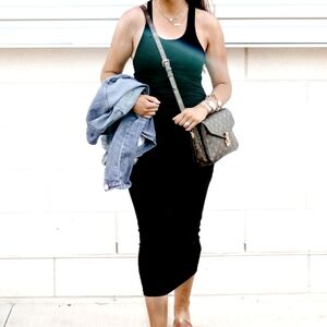 Michael Stars dress black ruched racerback small